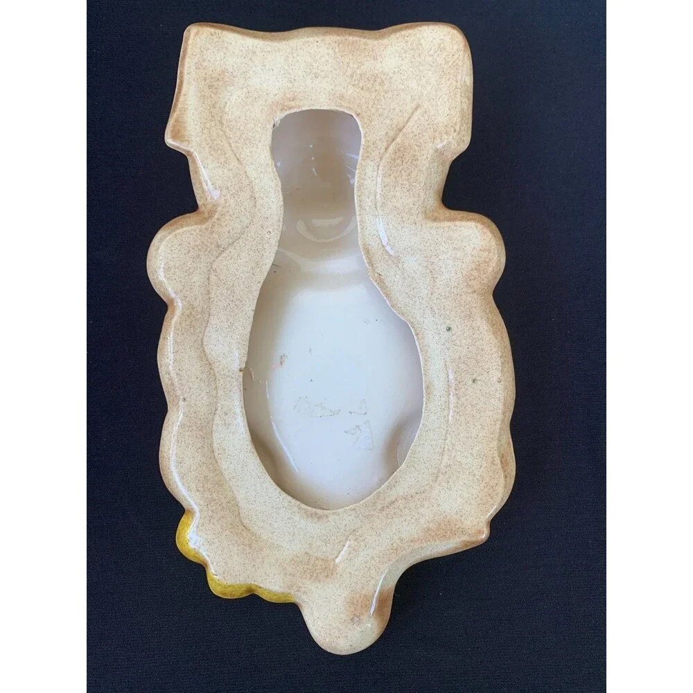 Vintage Anthropomorphic Pig Spoon Rest Flowers Big Eyes Smiling